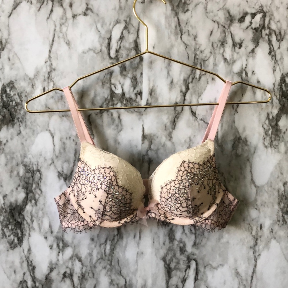 Pink White Dream Angels Rhinestone Bra